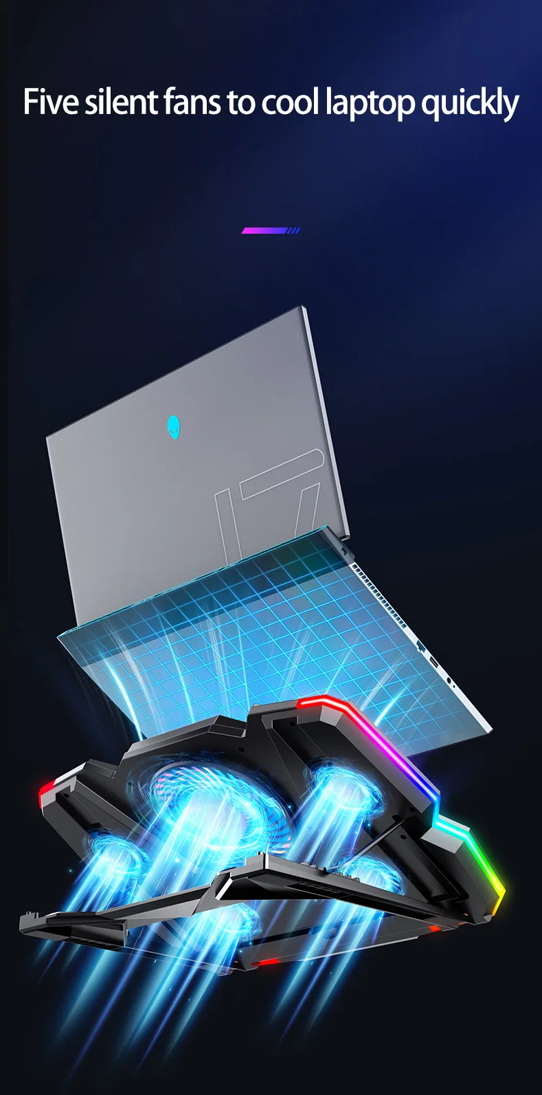 Rgb Laptop Cooler Led Screen Laptop Cooling Pad Gamer Device Notebook