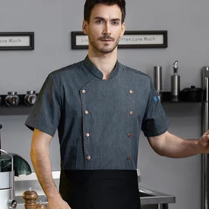 Summer Chef Uniforms Breathable Short-Sleeved for Food Service Set for Hotel Catering Kitchen Bar Hot Pot Baking Canteens Woven