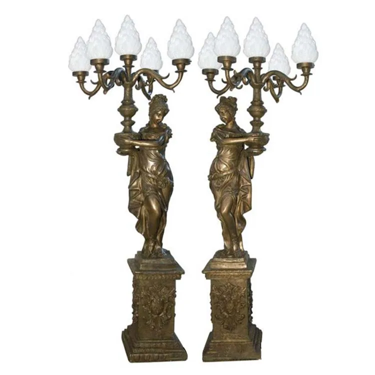 Brass Antique Lady Statue Floor Lamp Manufacturer Style Bronze Luxury