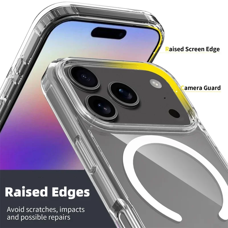 product crystal clear magnetic case for iphone17 pro max ultra thin anti yellow technology wireless charging anti drop scratch resistant-5