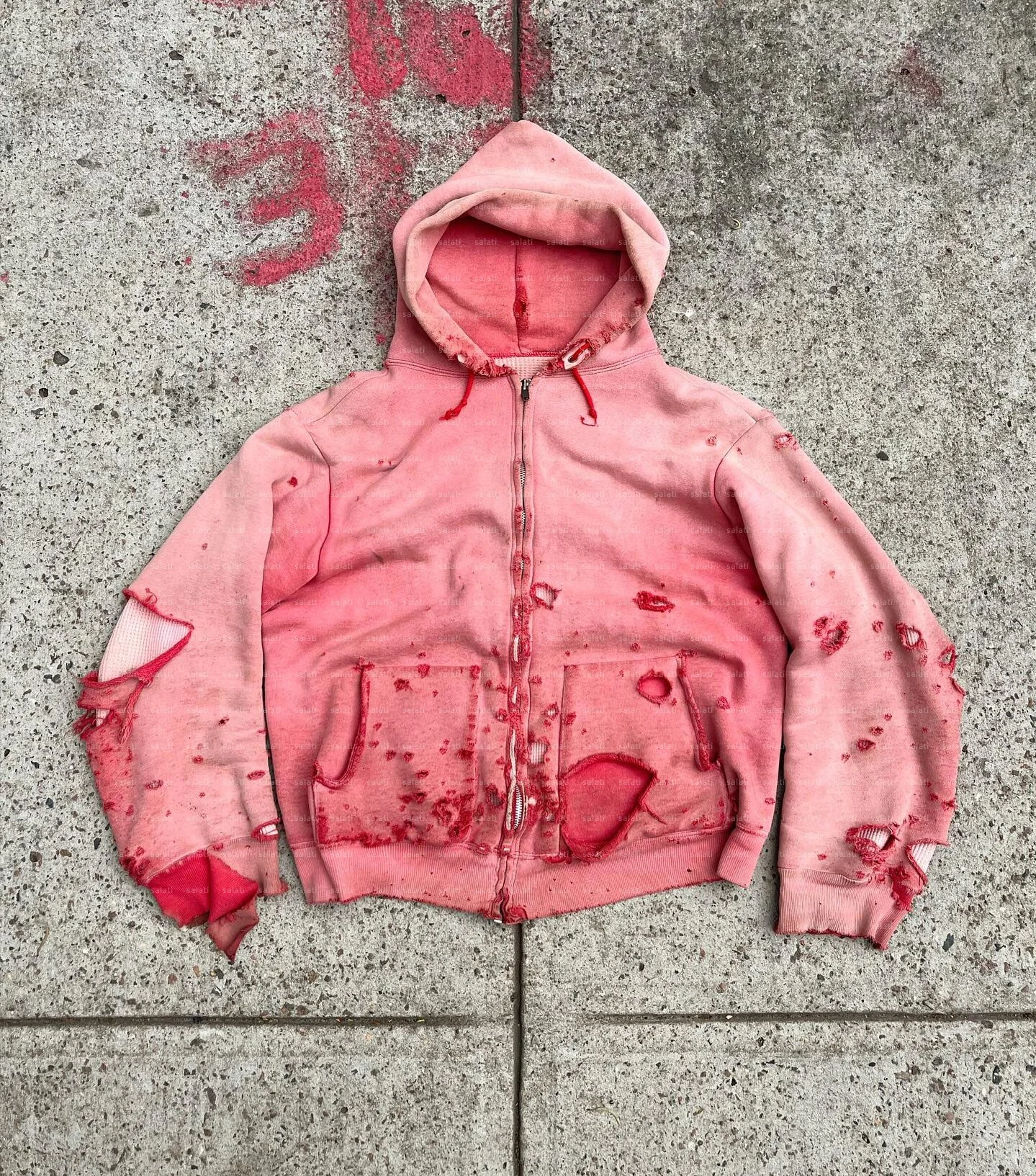 Y2K Hoodie Manufacture Custom Street Waffle Line Cotton Sun Faded Vintage Zip up Double Layer Acid Wash Unisex Hoddie Hoodie Men