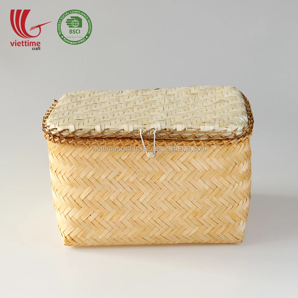 Custom Round Orange Bamboo Box/ Bamboo Storage Basket Set, Woven