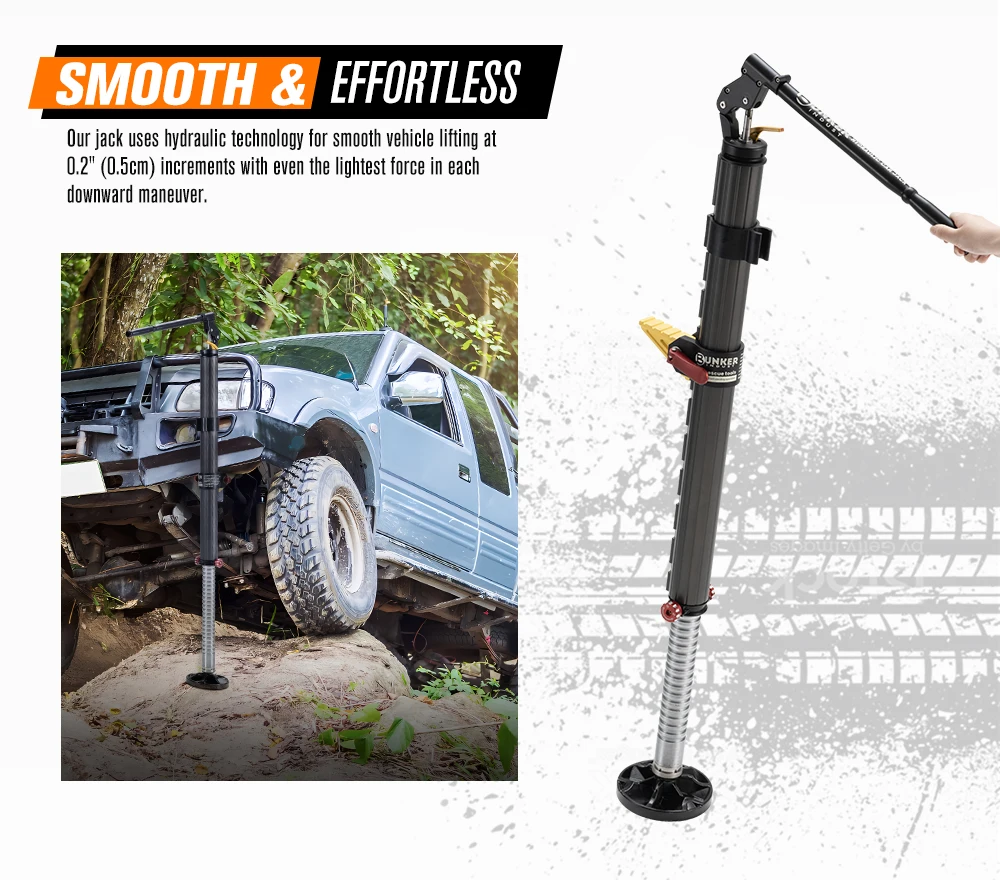 Bunker Indust 2 Ton Load Capacity Aluminum Hydraulic Recovery Jack Long