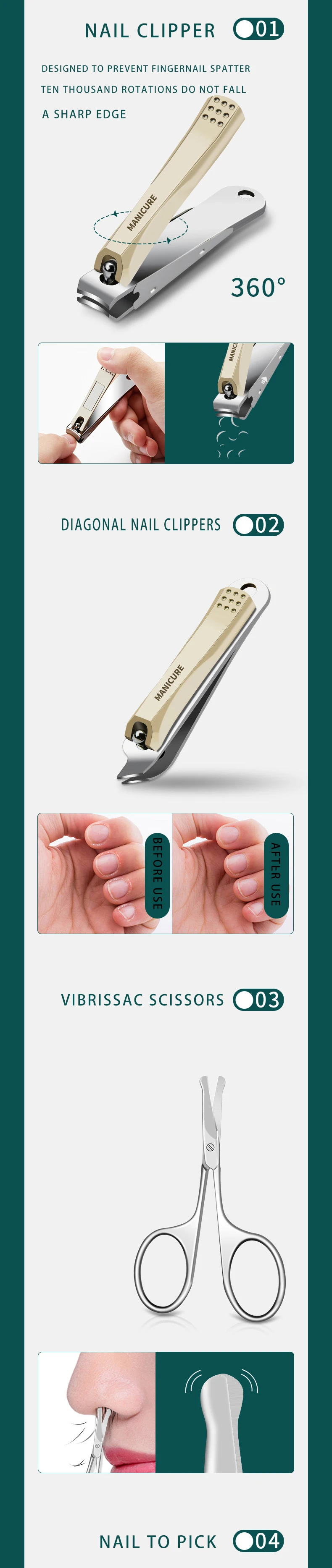 product hot sale professional stainless steel manicure set beauty tool 7 piece manicure set-3