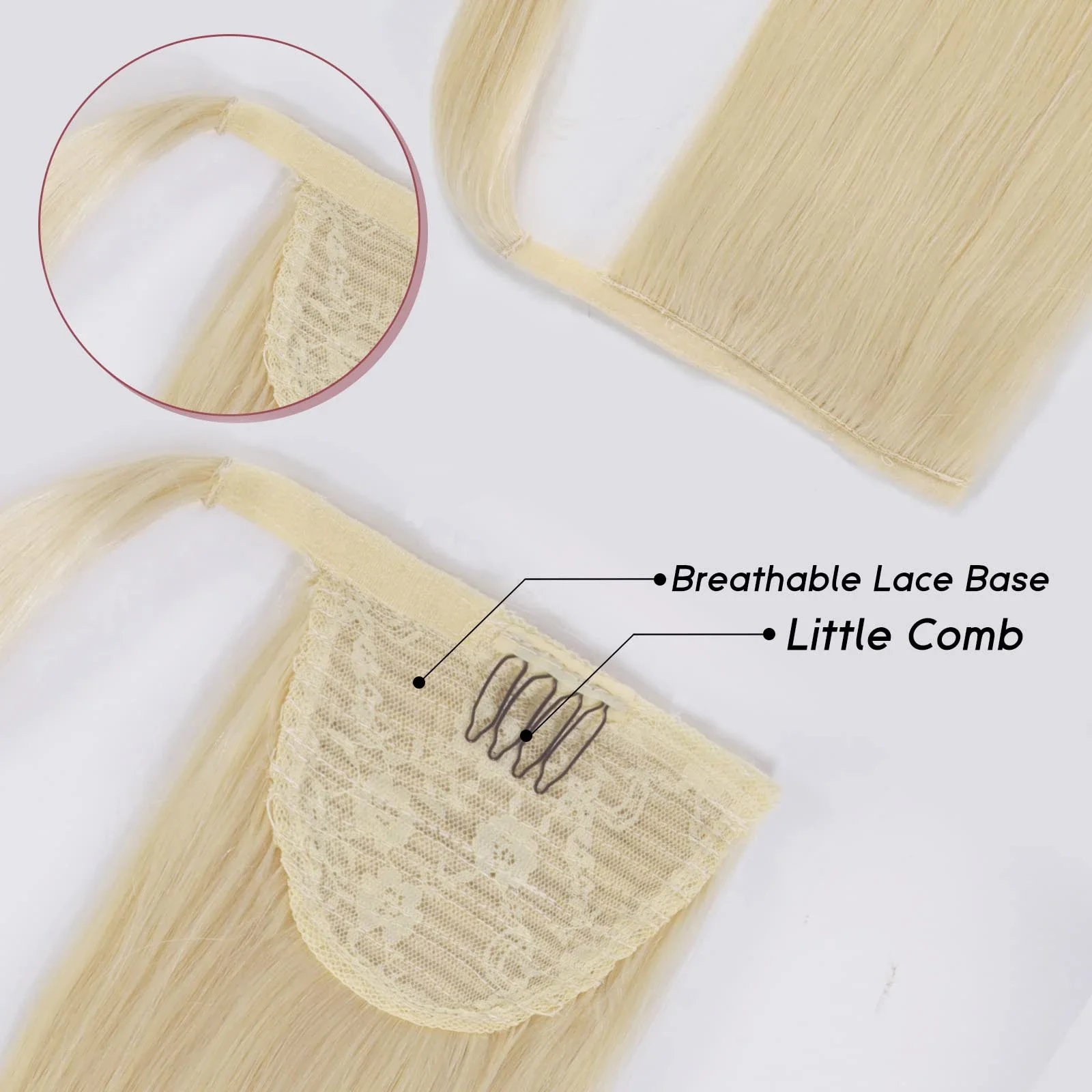 613 Pferdeschwanz-Verlängerung aus Echthaar, zum Anklipsen, Haarteil, lang, glatt, zum Umwickeln für Frauen, 26 Zoll_voghion.com