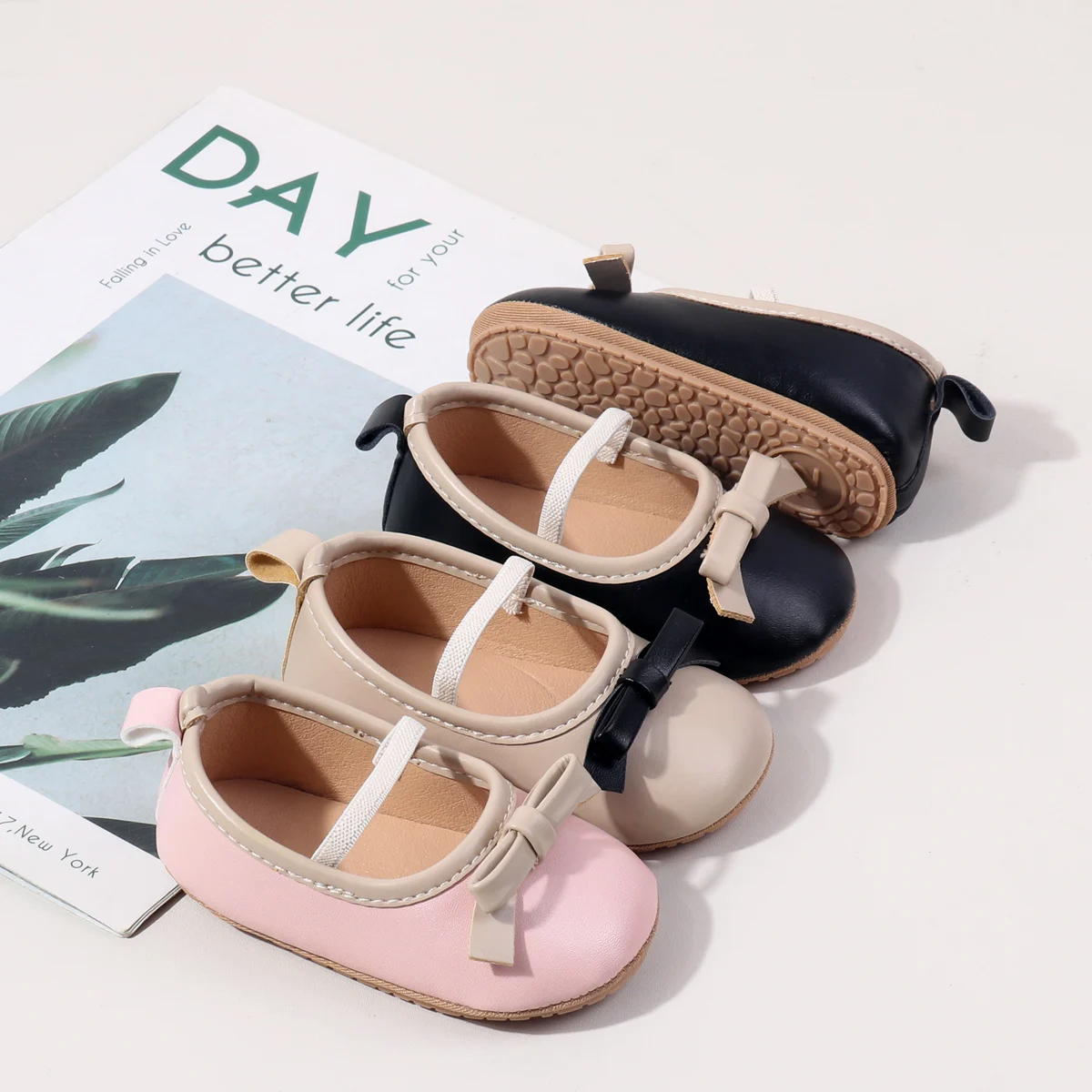 Fashion Patchwork Simple Pu Leather Toddler Baby Girls Shoes 0-12 Months