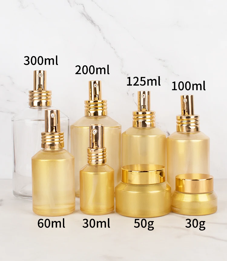 Cosmetic glass bottle with PUMP SPRAYER 30g 50g 30ml 60ml 100ml 125ml 200ml 300ml custom perfume bottle factory