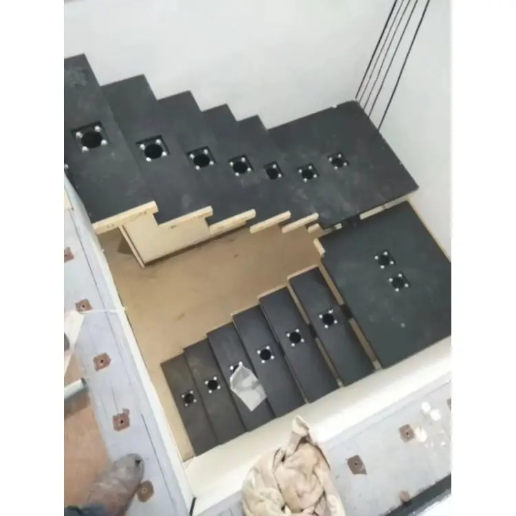 Weijia Modern Prefabricated Spiral Floating Iron Stairs for Villa Indoor Use Wooden Glass Materials Designed Concrete Drawings