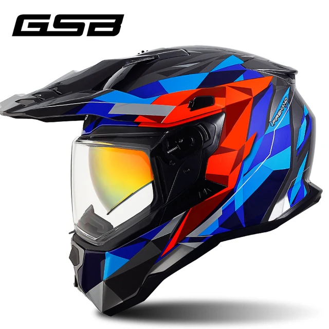 趣味・スポーツ・実用 The Motorcycle Helmet GSB Chrome Lens Motorcycle Helmet - Full Face Motocross