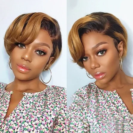 Ombre Pixie Cut Wig Colored Lace Front Human Hair Wigs Preplucked Short  Lace Bob 150% Brazilian Remy Honey Blonde 1B/27 Wig - Buy Human Hair Wigs,Pixie  Cut Wig Human Hair,Wig Product On