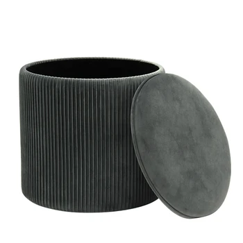 Customized High Quality Modern Velvet Round Ottomans Folding Furniture Home Shoe Storage Pouf