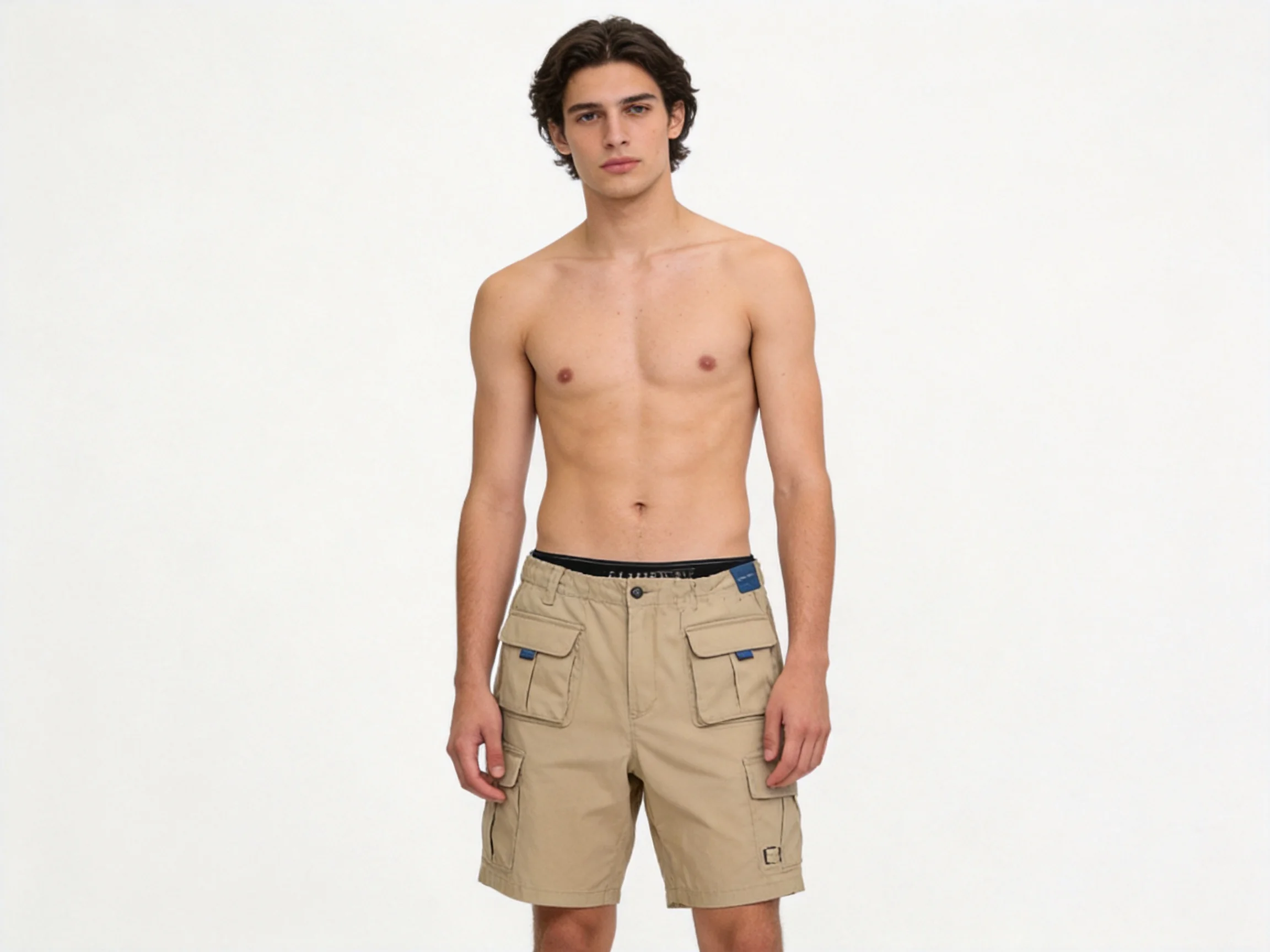 Shorts de travail pour hommes YiLong, taille plate, boutonnière et poches latérales