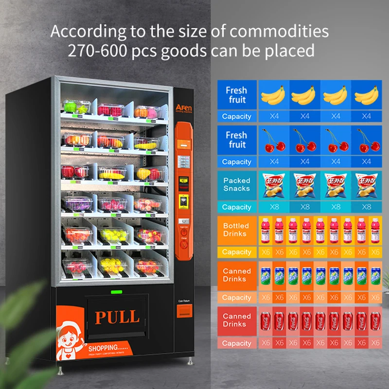 AFEN National Automated Salad Vending Machine Peanut Butter Sushi Vending Machine with Refrigerated System