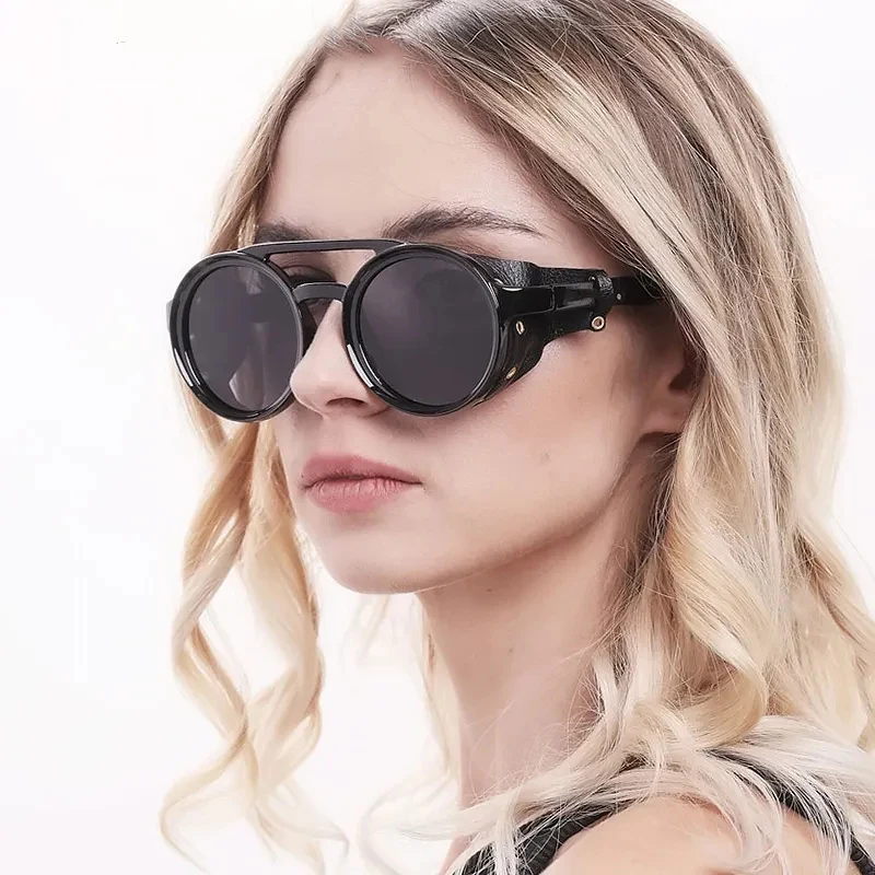 Xuhal スチームパンクサングラス ラウンドサングラス レトロヒッピーグラス ヴィンテージゴシックサークルグラス レディース メ 並行輸入品