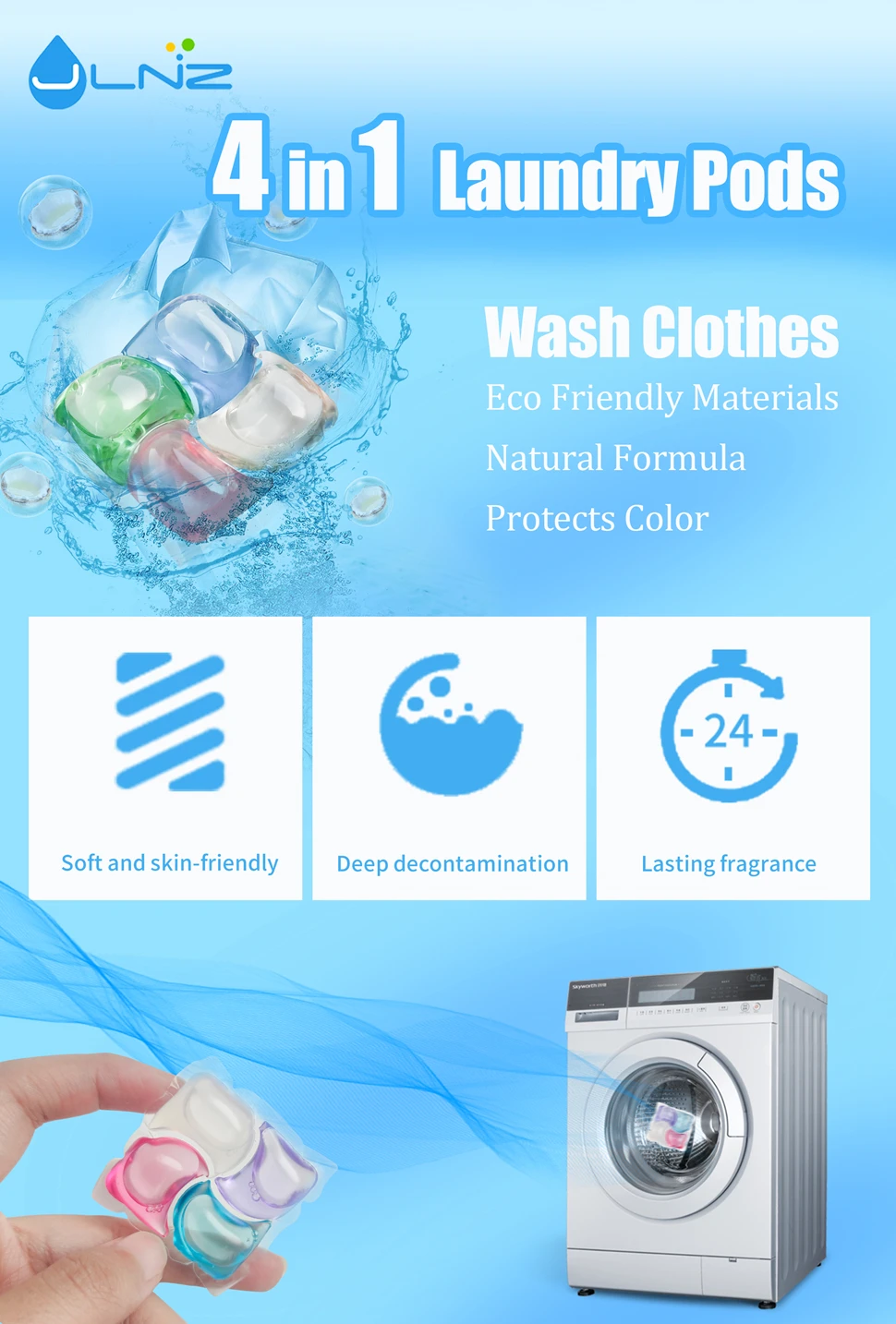 Top Seller 2022 Quickly Dissolving Liquid Laundry Detergent Pods 4 In 1