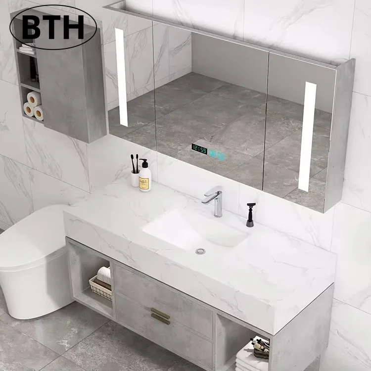 Modern Luxury Rectangle Bathroom Vanity with Smart Mirror and Stylish ...