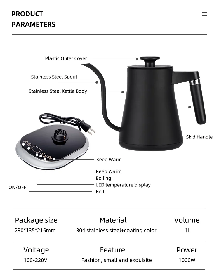 Electric Kettle 1l. Portable And Fast Heating,Realtime Intelligent