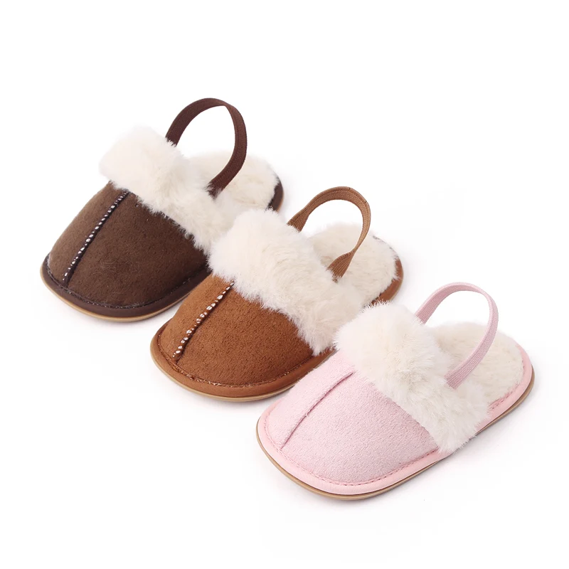 High Quality Add Plush Warm Baby Toddler slippers Anti-slip TPR Outsole