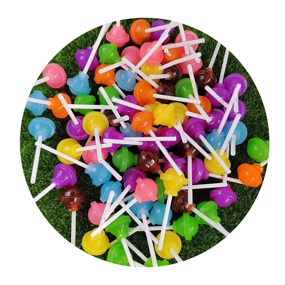 100PCS Cute Resin Lollipops Candy Party Decor Colorful Candy