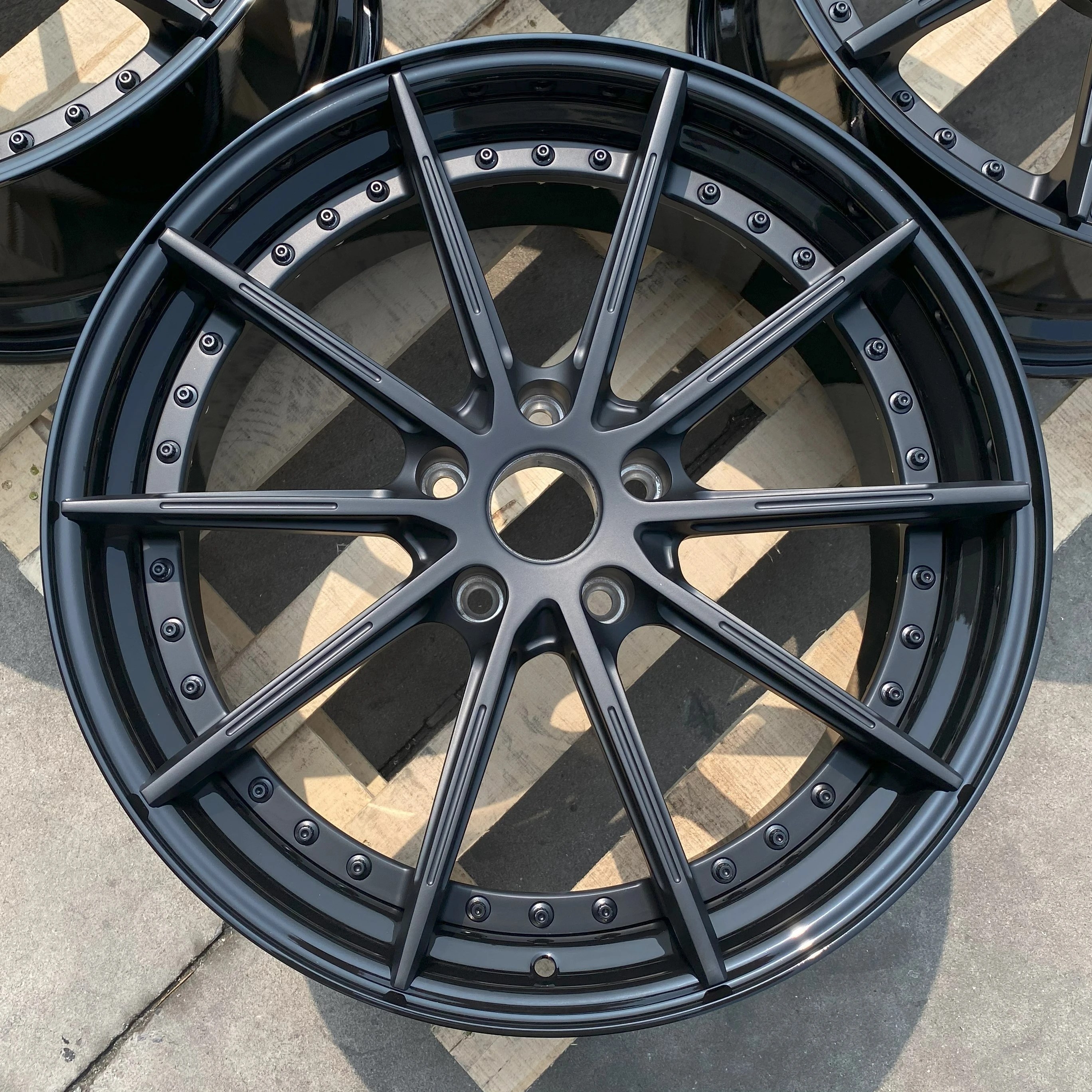 GVICHN Forged 2 piece black aluminum alloy custom wheels 16 17 18 19 20 21 22 23 24 inch 5x112 5x114.3 5x120 rim hub