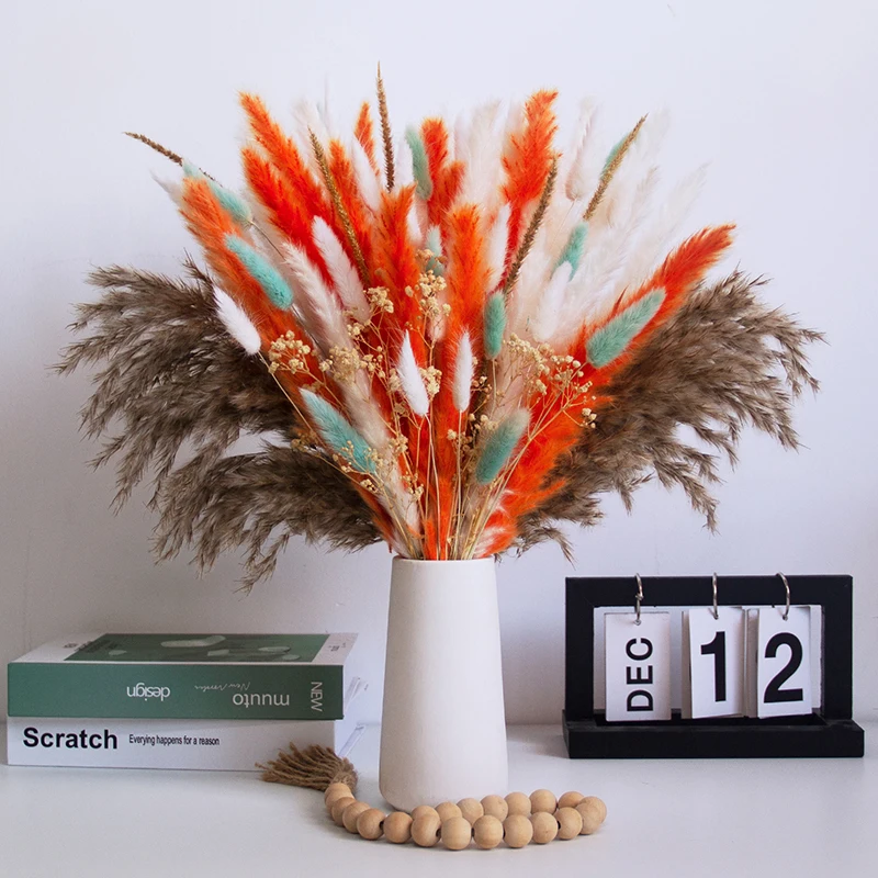 New Designed Colorful Bohemian Home Decor Popular Dried Flower Small Pampas Grass Rabbit Tail Bouquet supplier