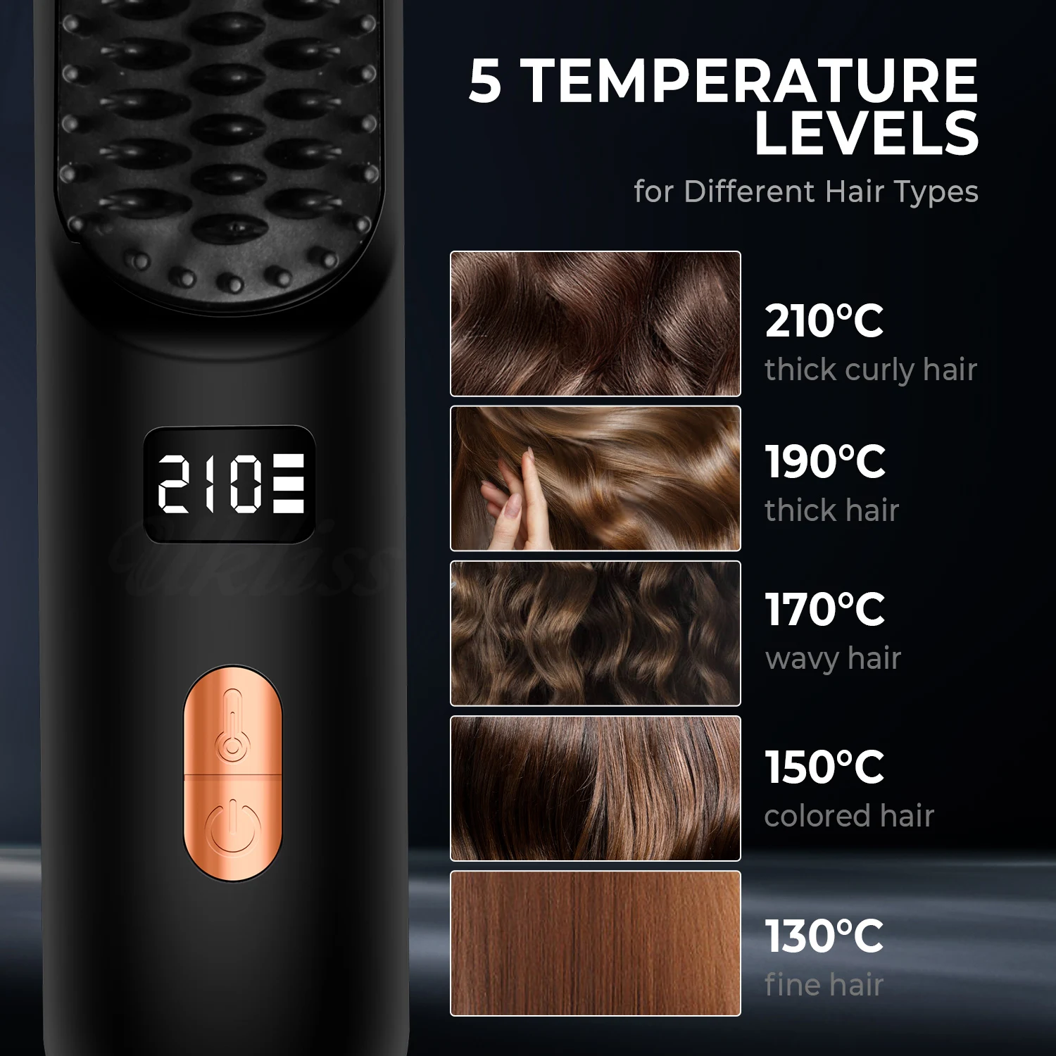 Negative Ion Styling Mobile Mini Wireless Portable Heating Hot Electric Hair Straightener Comb