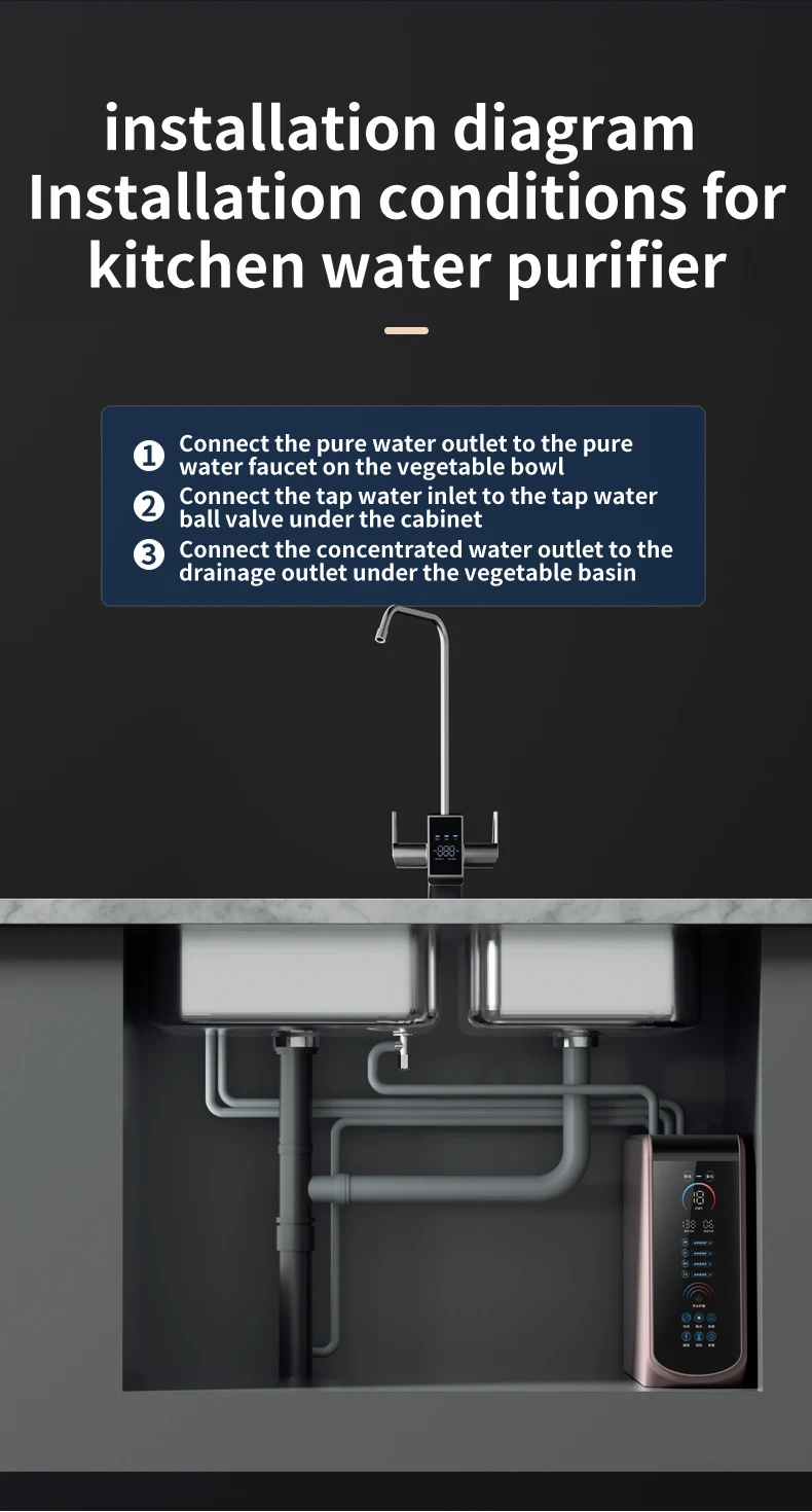 800G Reverse Osmosis Home Use Water Filter Life Reminder TDS Display Drinking Water Manufacturing Vendor