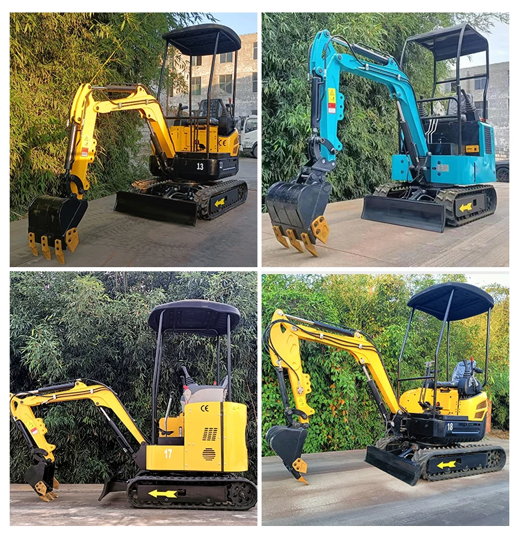 Free Shipping Mini Diesel Excavator Machine 0.8t 1ton 1.2 Ton 1.8ton Digger Small Micro Cheap