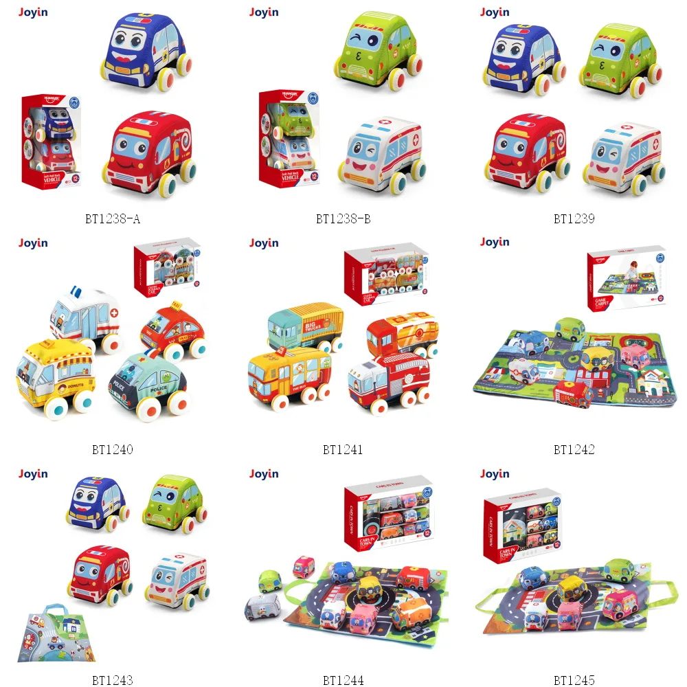 Pull Back Car for Toddlers Car Toy for Boy Soft Plush Vehicle for Baby with Play Mat Storage Bag Birthday Gifts