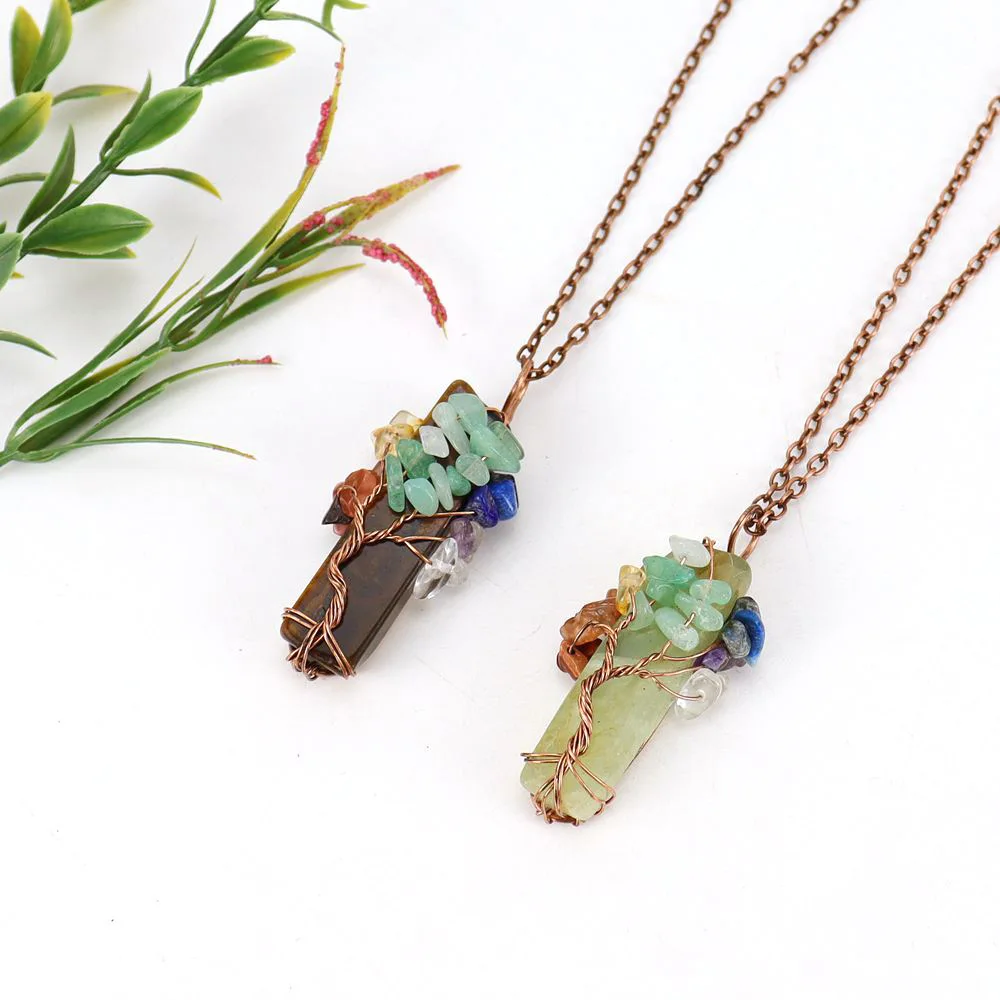 10 Pcs Healing Crystal Necklace Set For Women - Chakra, Evil Eye, Tree Of Life, Sun Moon Pendants - View #4
