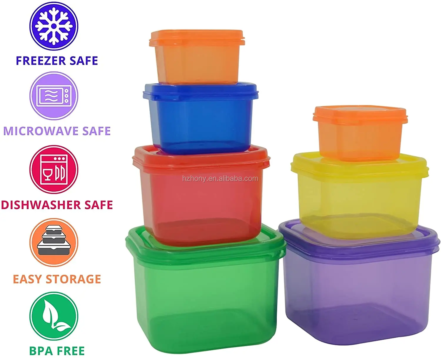 Portion Control Square Multi Color Container Set 7 Piece Portion Control Container Set for Weight Loss - Portion Control ...
