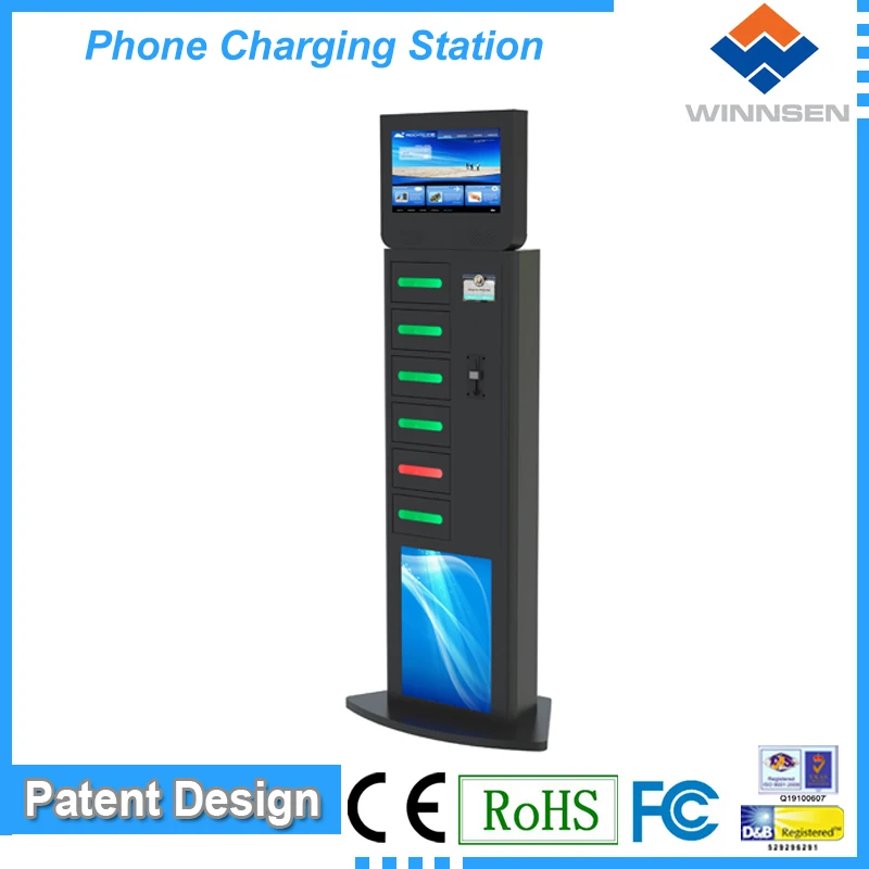 Advertising and Mobile Cell Phone Charging Locker Station With Advertising