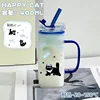 Party Kitten 400ml Single Cup+Blue Straw+Transparent Lid