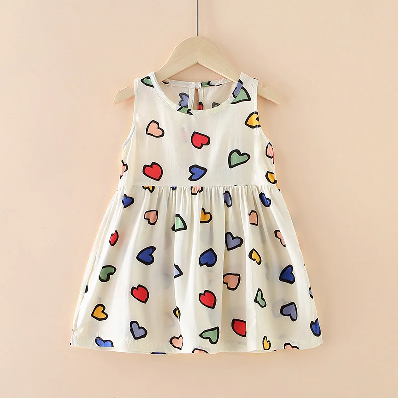 Summer Kid Girl Clothing Sleeveless  Little Girl Dress New Style Lovely Printed Baby Girl Dress