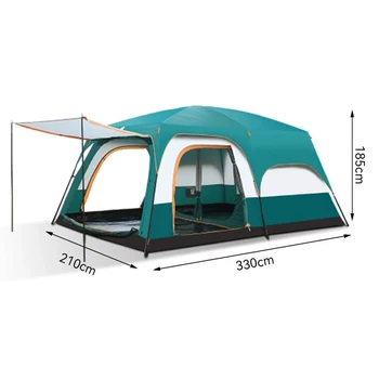 Two Rooms Foldable Tent Thickened Windproof Rainproof Sunshade for Outdoor Picnic Fishing Made Oxford Material for Camping