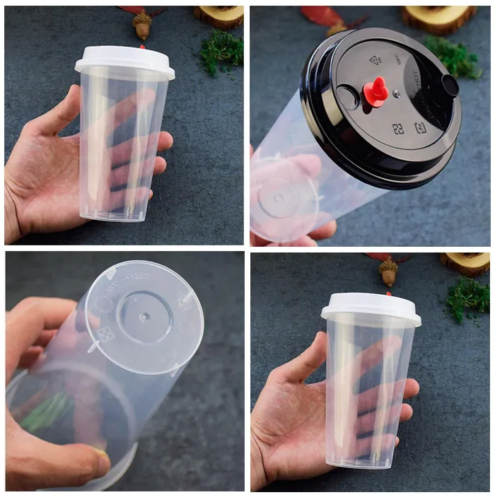 500ml 700ml 1000ml disposable smoothie PP clear transparent or frost plastic bubble boba milk tea cup with lid details