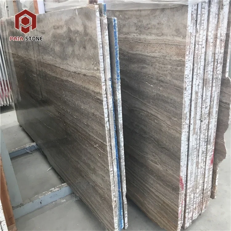 product hot sales wood grain brown coffee travertine marble slab for indoor wall floor design-5