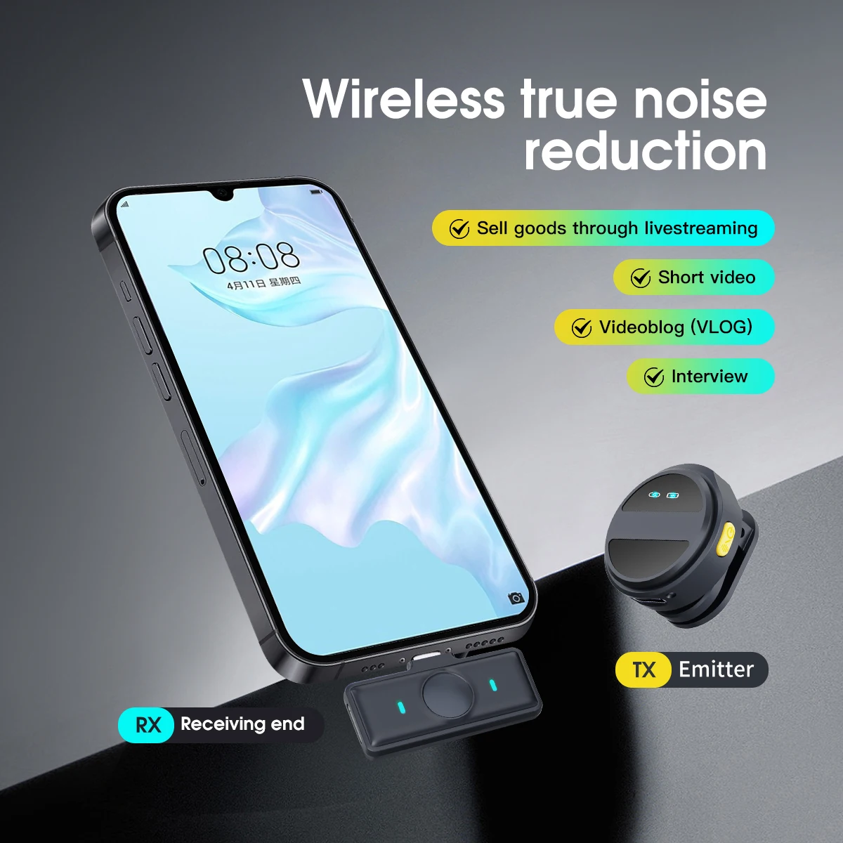 Micro Cravate Sans Fil Avec Réduction De Bruit - Plug & Play Compatible IPhone, Android, PC Pour Streaming - 4
