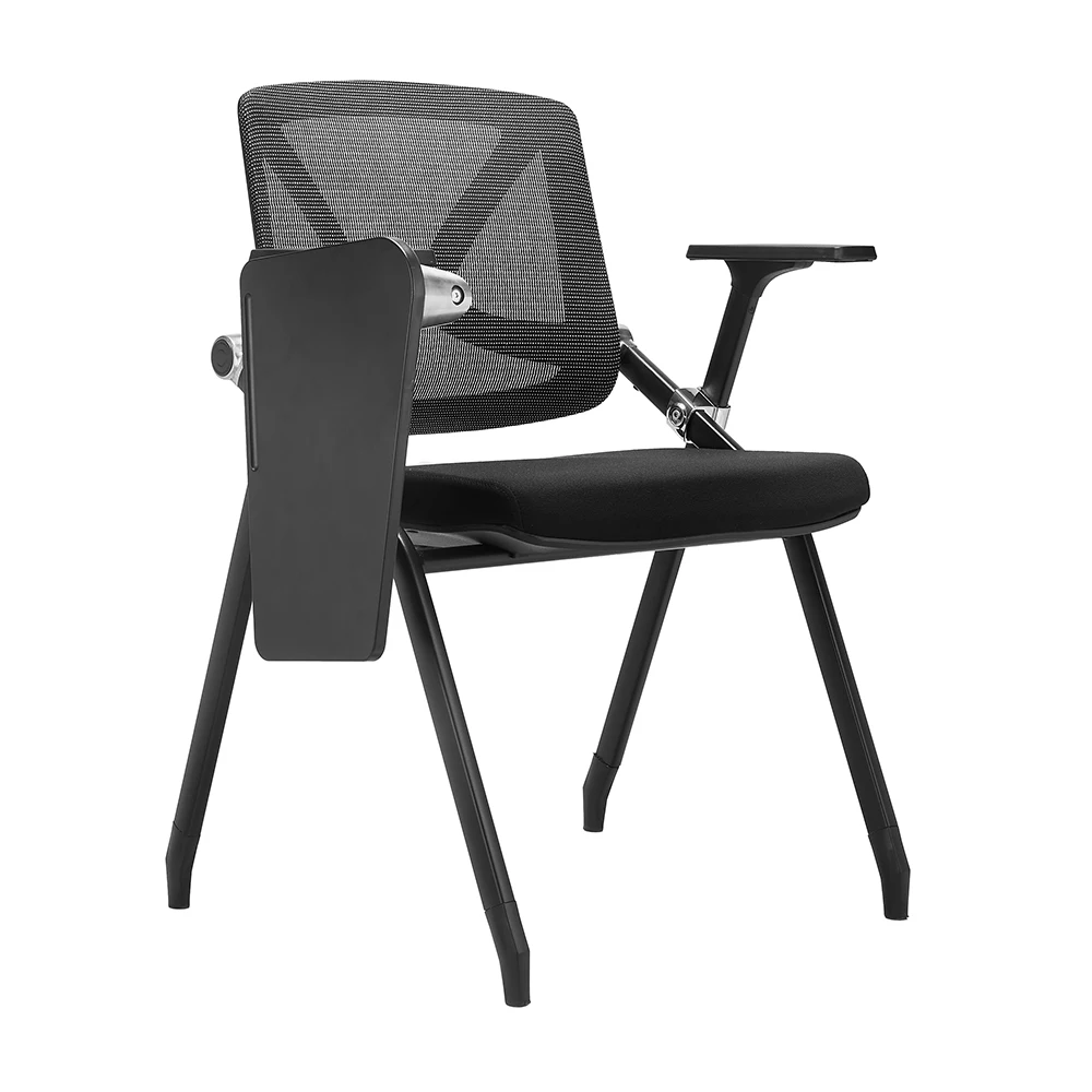 product modern black padded training chairs office school use folding design conference chairs with writing pad for living room-96