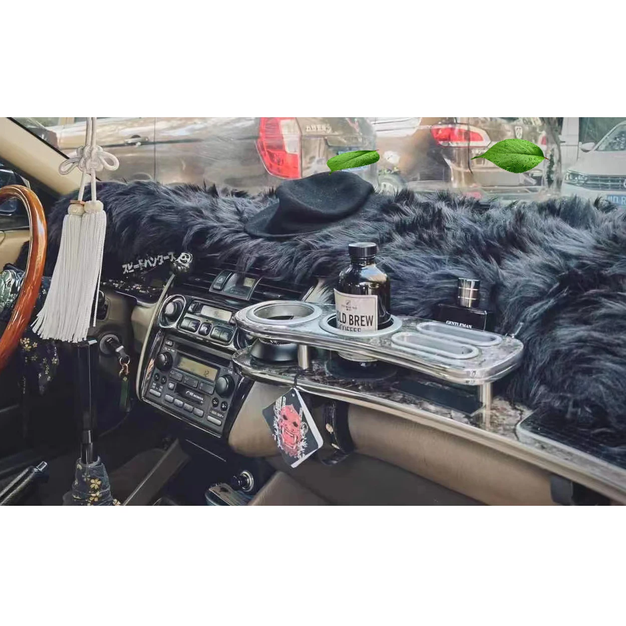 Plush car dashboard universal cover interiors fur car sun shade 