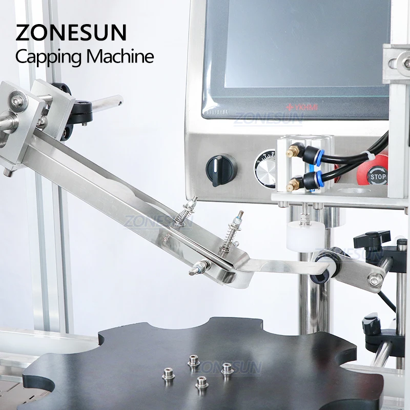 ZONESUN Automatic Essential Oil Dropper Bottle Cap Tightening Screw Lid Vial Capping Machines With Cap Feeder for Glass Jars