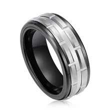 In Stock Fashion Jewelry Tungsten Ring 8mm Wedding Tungsten Ring Black and Silver Tungsten Man Rings