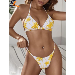 Manufacturer Custom 2026 New Sexy Print String Two Piece Bikini Beachwear Triangle Swimsuit Women Thong Swimwear