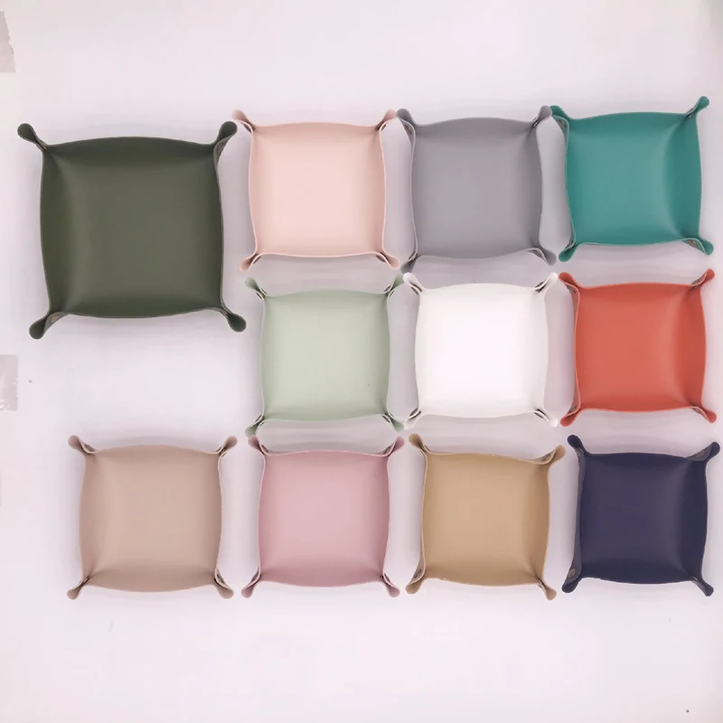 Portable Desktop Storage Organizer Entryway Catchall Tray Jewelry Tray PU Leather Valet Tray for Daily Use