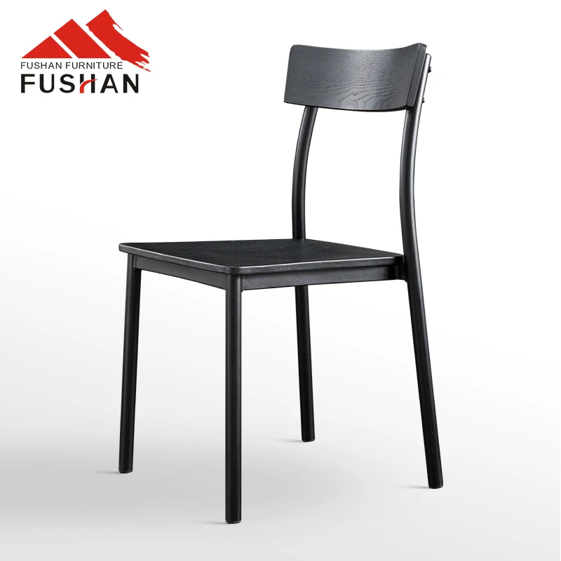 Fushan Indoor Wood Grain Metal Pizza Restaurant Chair For Restaurants And Coffee Shop Metal