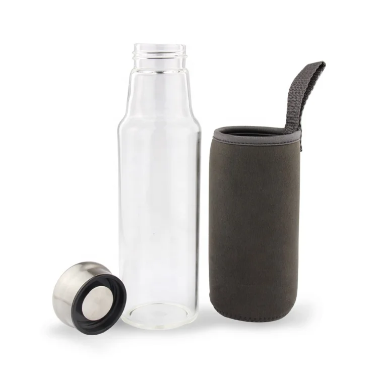 Custom Logo 600ml 750ml 1000ml Reusable High Borosilicate Glass Water Bottle With Lid