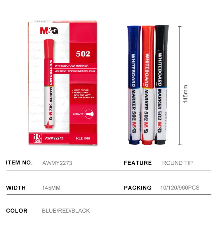 M & G Economical Whiteboard Marker Pen Black Blue Red Office Stationery Supplies Whiteboard