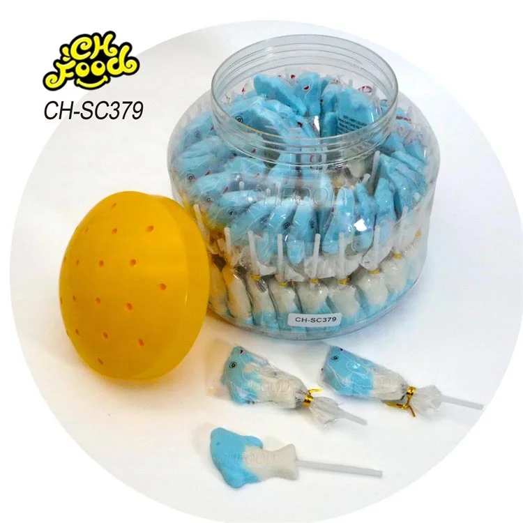 Hot Selling 3d Cartoon Halal Sugar Coated Dolphins Whales Gummy Jelly Candy Lollipop Wholesale Soft Candy Sweets for Children