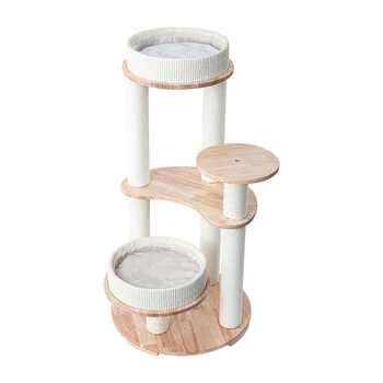 Honey Pot Cat Tree High-Quality Pine Wood Cat Tower with Integrated Cat Bed and Scratching Post for Ultimate Comfort