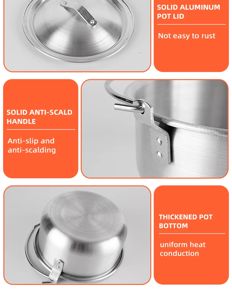 Hot Sale Aluminum Soup Stock Pot Multiple Sizes Kitchen Cooking Sauce